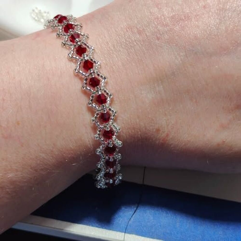Red Crystals In Diamonds Bracelet